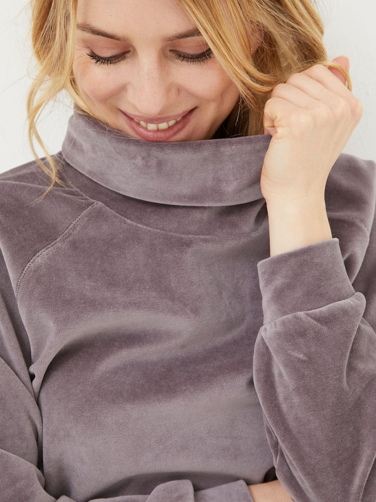 FatFace Purple Verity Velvet Funnel Top - Image 4 of 4
