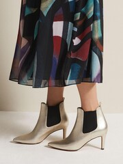 Phase Eight Gold Leather Ankle Boots - Image 2 of 8