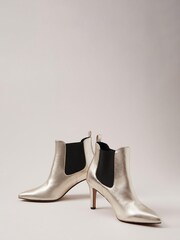 Phase Eight Gold Leather Ankle Boots - Image 6 of 8