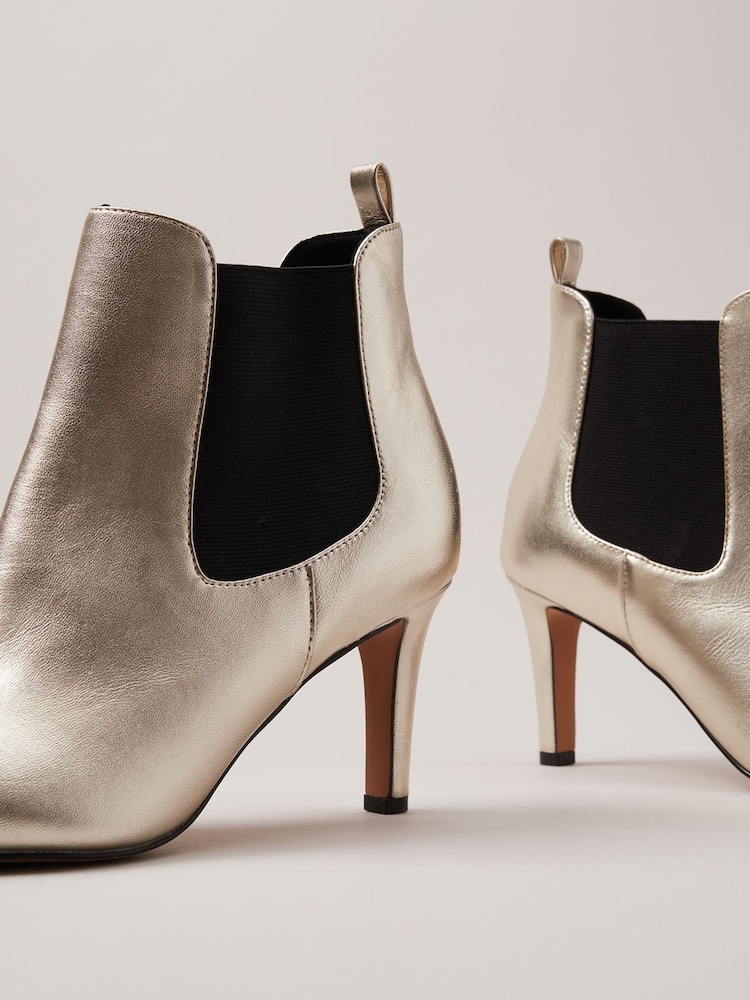 Phase Eight Gold Leather Ankle Boots - Image 8 of 8