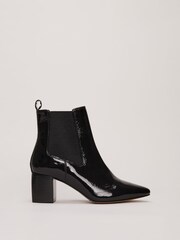 Phase Eight Black Leather Patent Ankle Boots - Image 1 of 7