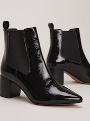 Phase Eight Black Leather Patent Ankle Boots - Image 4 of 7