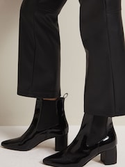Phase Eight Black Leather Patent Ankle Boots - Image 6 of 7