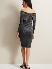 Phase Eight Heidi Knitted Bardot Black Dress - Image 2 of 6