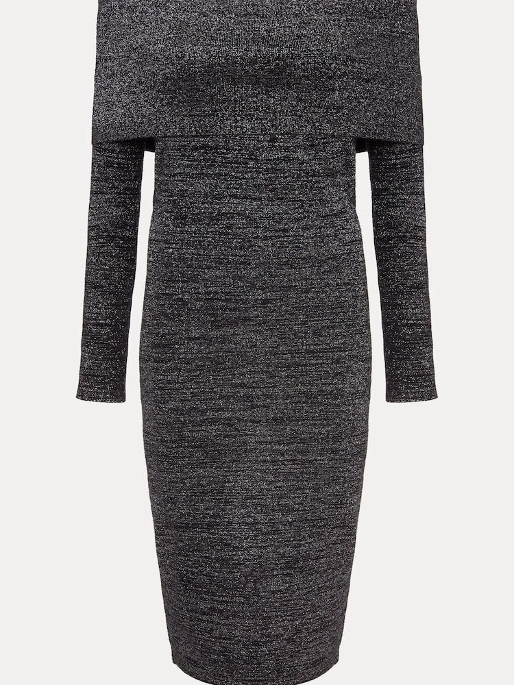 Phase Eight Heidi Knitted Bardot Black Dress - Image 6 of 6