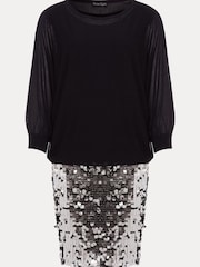 Phase Eight Multi Becca Sequin Batwing Black Mini Dress - Image 6 of 6