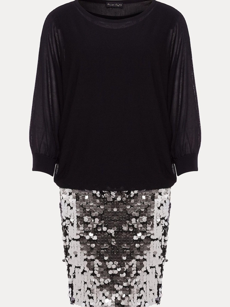 Phase Eight Multi Becca Sequin Batwing Black Mini Dress - Image 6 of 6