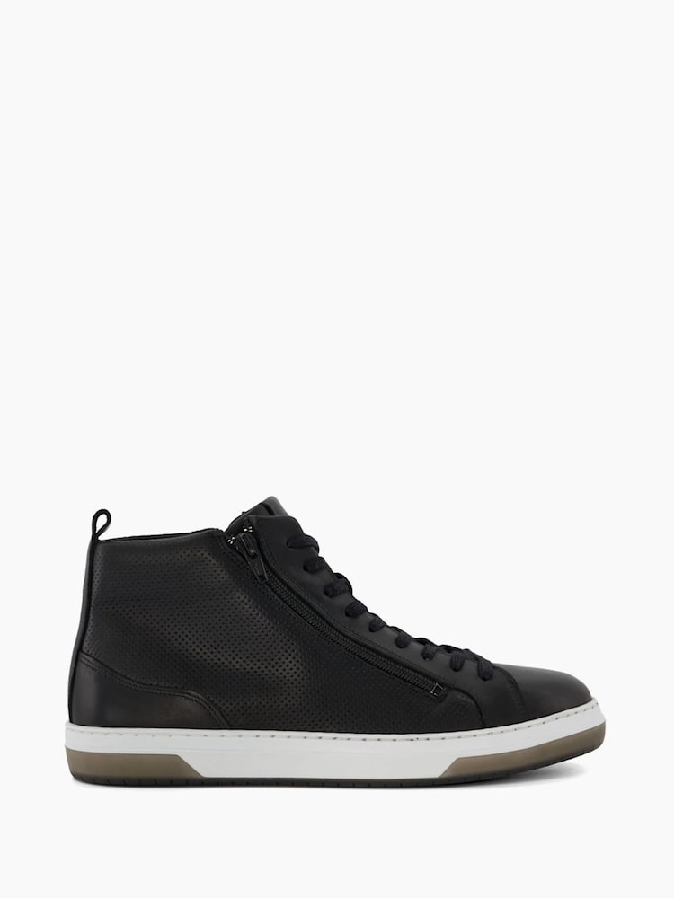 Dune London Black Suiter Zip Detail Hi Top Trainers - Image 1 of 6