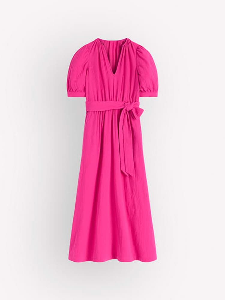 Розовый - Boden Double Cloth Puff Sleeve Dress - Изображение 1 1