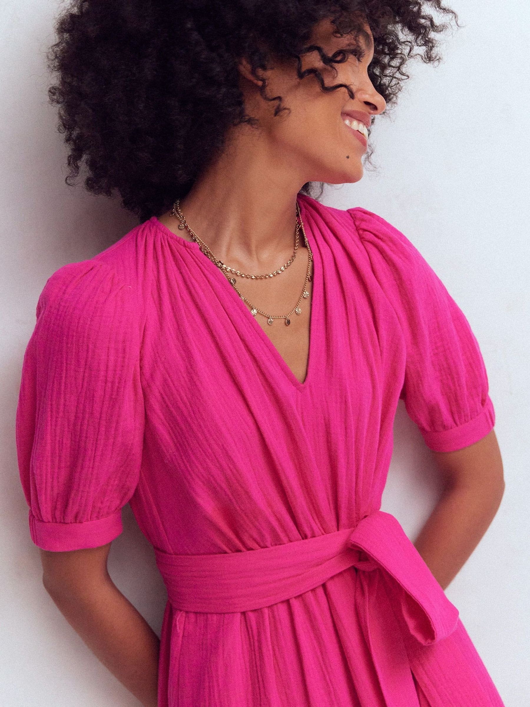Buy Boden Pink Double Cloth Puff Sleeve Dress from Next USA
