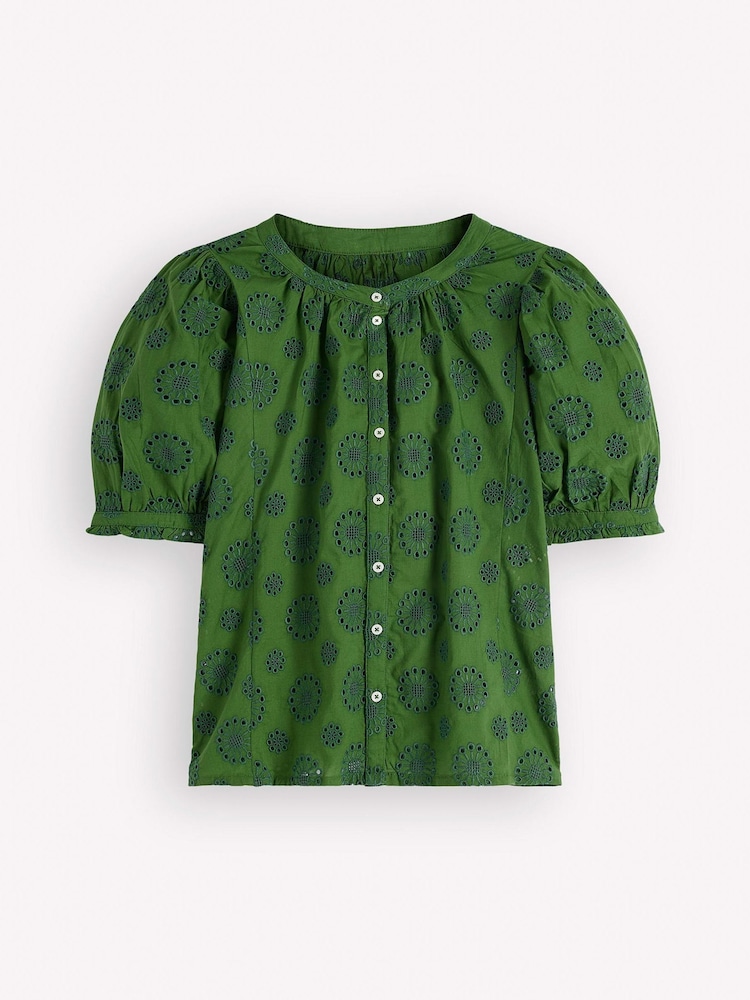 Boden Green Camille Short Sleeve Top - Image 1 of 1 Boden Green Camille Short Sleeve Top - Image 1 of 1
