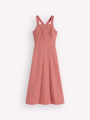 Boden Pink Cross Back Broderie Midi Dress - Image 1 of 1