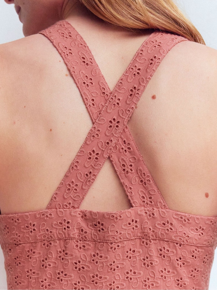 Boden Midikleid mit überkreuztem Rücken und Broderie - Bild 2 von 5
