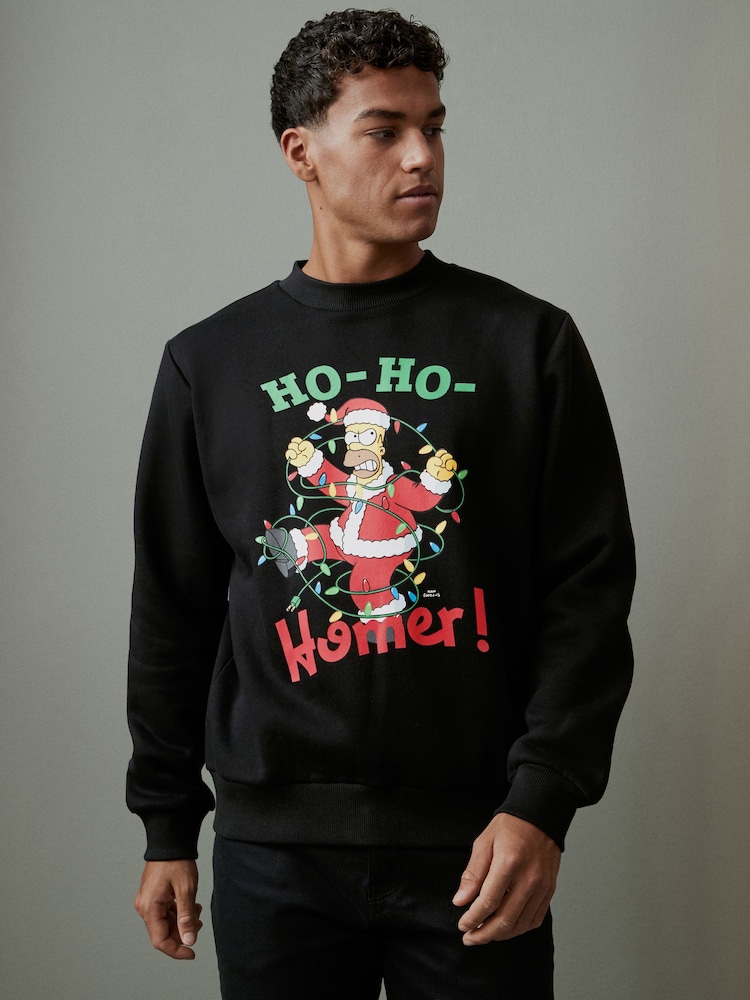 Navy Blue Simpsons Homer Christmas Sweatshirt - Image 1 of 8