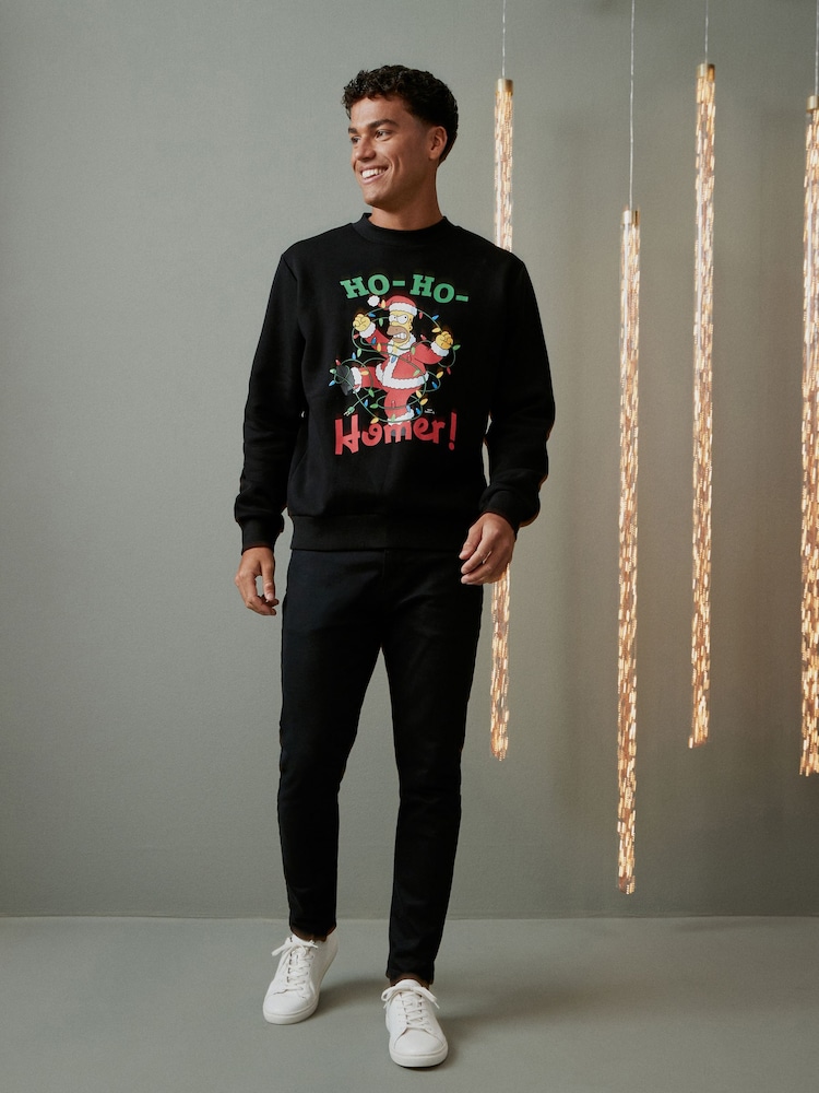 Navy Blue Simpsons Homer Christmas Sweatshirt - Image 2 of 8