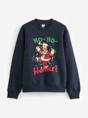 Navy Blue Simpsons Homer Christmas Sweatshirt - Image 5 of 8