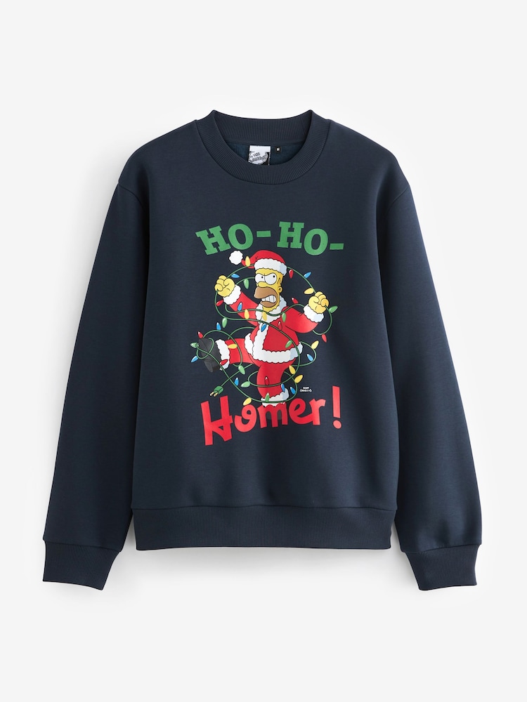 Navy Blue Simpsons Homer Christmas Sweatshirt - Image 5 of 8