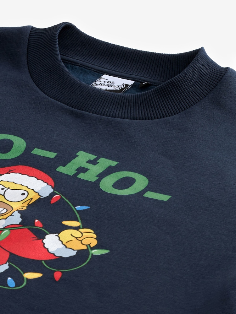 Navy Blue Simpsons Homer Christmas Sweatshirt - Image 6 of 8