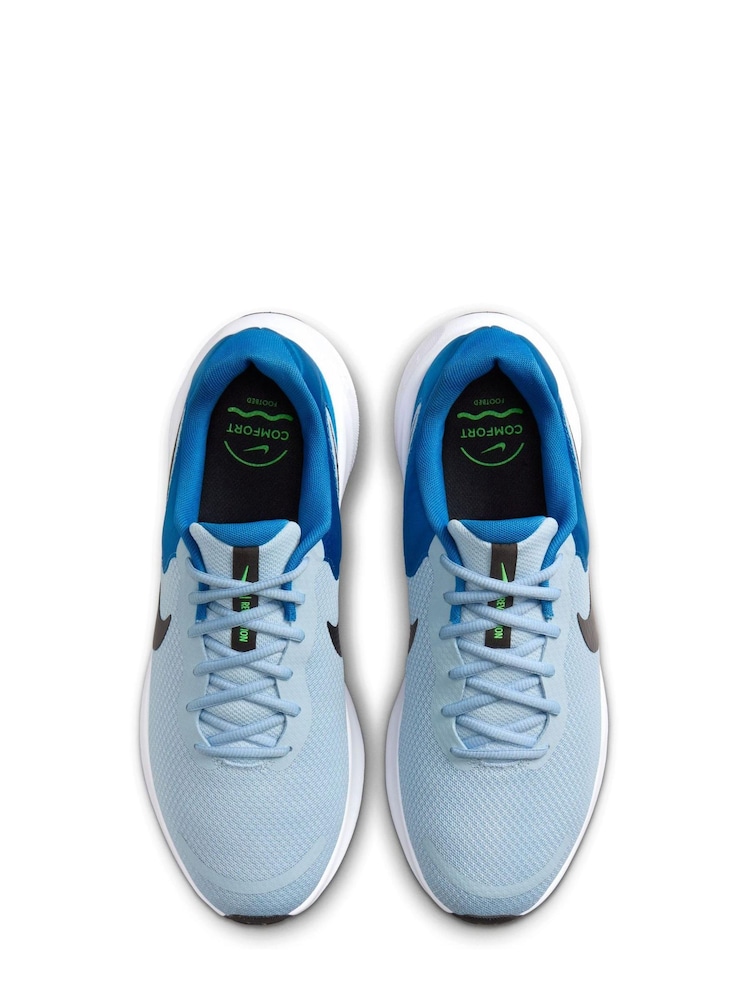 Nike Light Blue Revolution 7 Road Running Trainers - Image 7 of 11