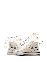Converse White Chuck Taylor Butterfly Embroidered Youth Trainers - Image 1 of 10