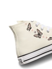 Converse White Chuck Taylor Butterfly Embroidered Youth Trainers - Image 10 of 10