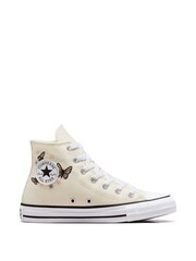 Converse White Chuck Taylor Butterfly Embroidered Youth Trainers - Image 2 of 10