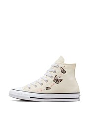 Converse White Chuck Taylor Butterfly Embroidered Youth Trainers - Image 3 of 10
