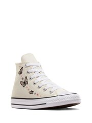 Converse White Chuck Taylor Butterfly Embroidered Youth Trainers - Image 4 of 10