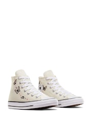 Converse White Chuck Taylor Butterfly Embroidered Youth Trainers - Image 5 of 10