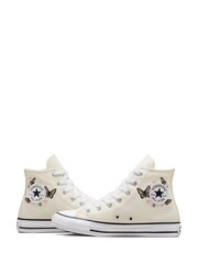 Converse White Chuck Taylor Butterfly Embroidered Youth Trainers - Image 6 of 10