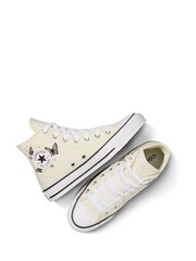 Converse White Chuck Taylor Butterfly Embroidered Youth Trainers - Image 7 of 10