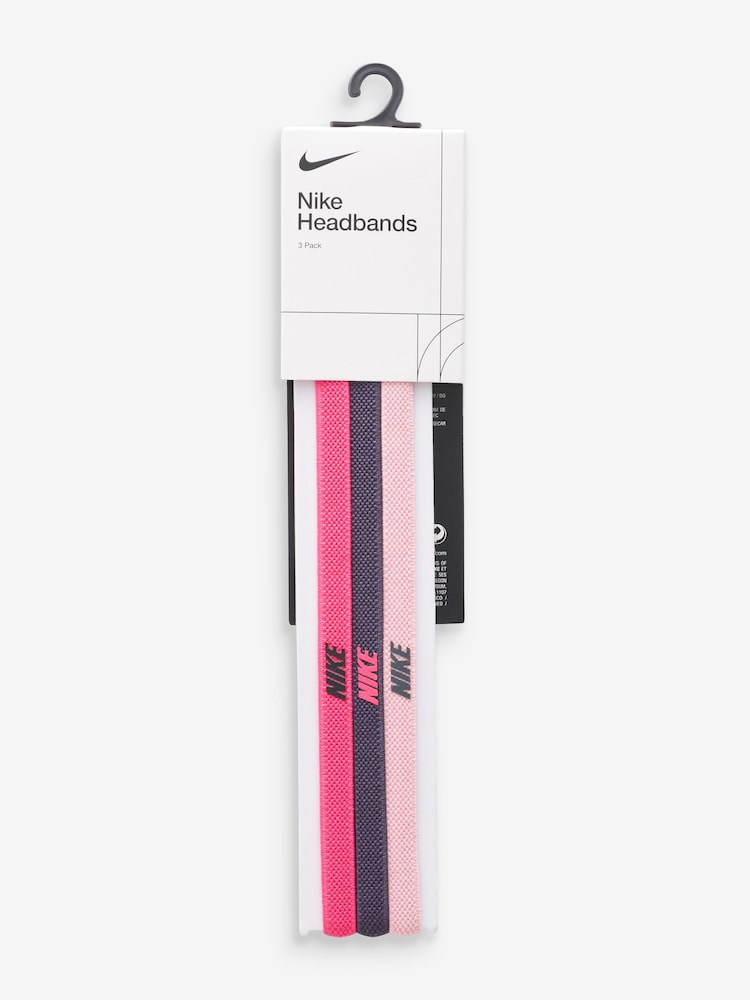 Nike Pink Elastic 2.0 Headbands 3 Pack - Image 2 of 4