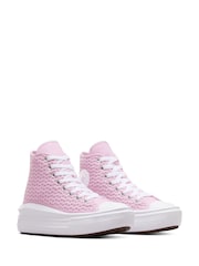 Converse Pink Chuck Taylor Crochet Move Youth Trainers - Image 4 of 8