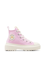 Converse Pink Chuck Taylor Lugged Lift Flower Embroidered Youth Trainers - Image 1 of 11