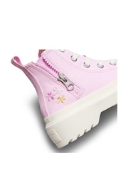 Converse Pink Chuck Taylor Lugged Lift Flower Embroidered Youth Trainers - Image 11 of 11