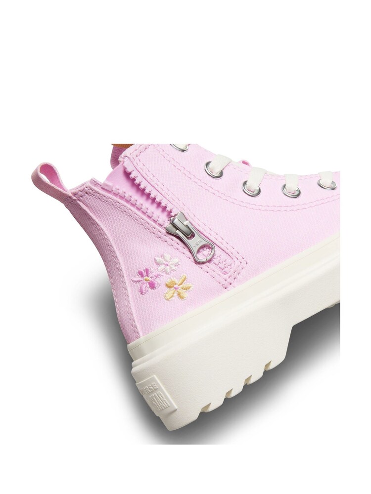 Converse Pink Chuck Taylor Lugged Lift Flower Embroidered Youth Trainers - Image 11 of 11