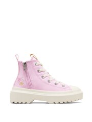Converse Pink Chuck Taylor Lugged Lift Flower Embroidered Youth Trainers - Image 2 of 11