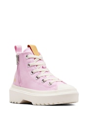 Converse Pink Chuck Taylor Lugged Lift Flower Embroidered Youth Trainers - Image 4 of 11