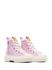 Converse Pink Chuck Taylor Lugged Lift Flower Embroidered Youth Trainers - Image 5 of 11