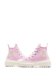 Converse Pink Chuck Taylor Lugged Lift Flower Embroidered Youth Trainers - Image 7 of 11