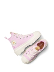 Converse Pink Chuck Taylor Lugged Lift Flower Embroidered Youth Trainers - Image 8 of 11