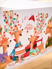 Natural Christmas Santa Border 100% Cotton Table Cloth - Image 2 of 4
