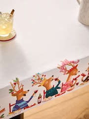 Natural Christmas Santa Border 100% Cotton Table Cloth - Image 3 of 4
