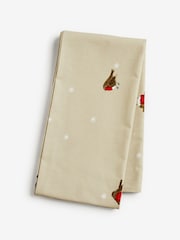 Natural Christmas Robin 100% Cotton Table Cloth - Image 2 of 2