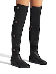 Kurt Geiger London Shoreditch Over the Knee Flat Black Boots - Image 1 of 4