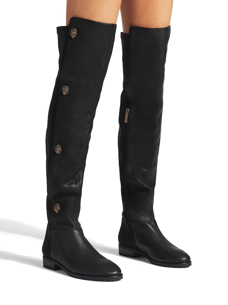 Kurt Geiger London Shoreditch Over the Knee Flat Black Boots - Image 1 of 4 Kurt Geiger London Shoreditch Over the Knee Flat Black Boots - Image 1 of 4