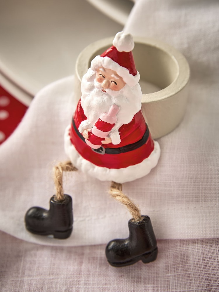 Set of 4 Red Fun Christmas Santa Napkin Rings - Image 2 of 5