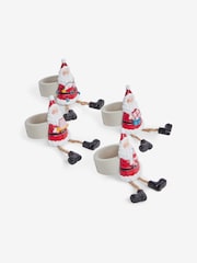 Set of 4 Red Fun Christmas Santa Napkin Rings - Image 4 of 5