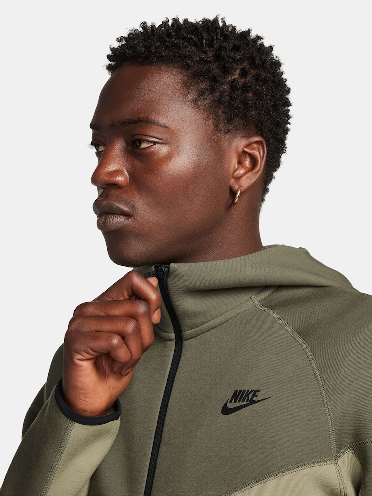 Nike Dark Green Tech Fleece Zip-Up Hoodie - Image 3 of 16