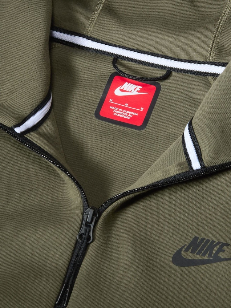 Nike Dark Green Tech Fleece Zip-Up Hoodie - Image 4 of 16